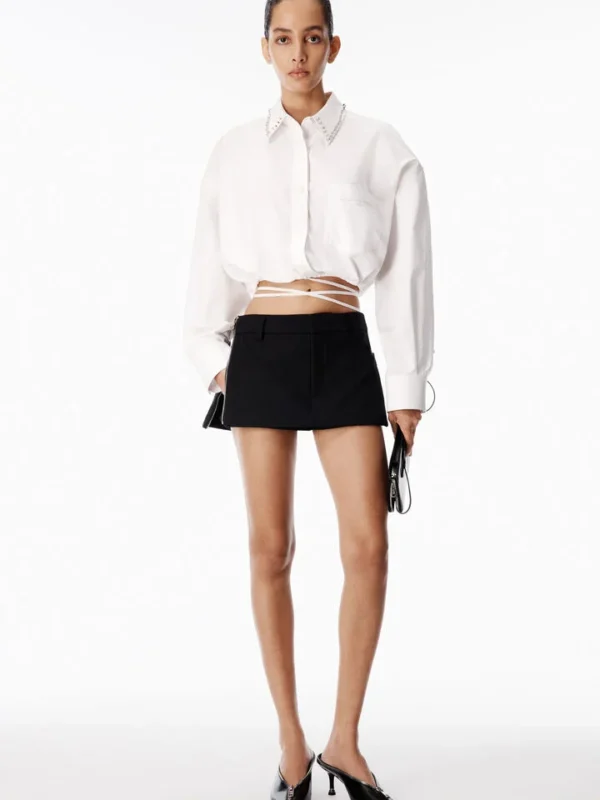 STUD COLLAR WRAP SHIRT