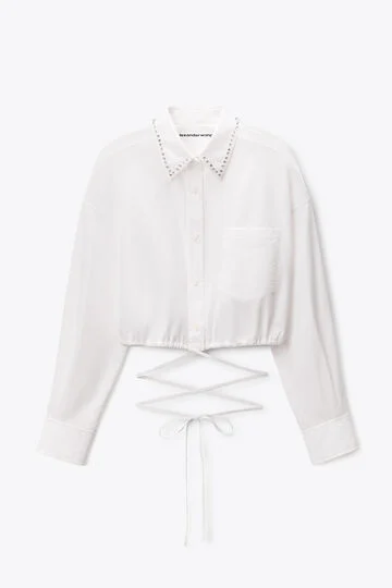 STUD COLLAR WRAP SHIRT