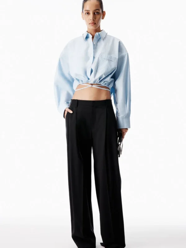 STUD COLLAR WRAP SHIRT