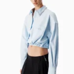 STUD COLLAR WRAP SHIRT