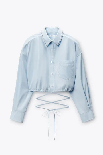 STUD COLLAR WRAP SHIRT