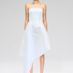 ASYMMETRIC HEM SEQUIN MIDI DRESS