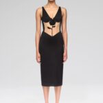 LACE ROSE AND TULLE INSERT MIDI DRESS