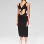 LACE ROSE AND TULLE INSERT MIDI DRESS