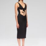 LACE ROSE AND TULLE INSERT MIDI DRESS