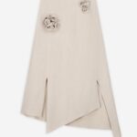LINEN FLOWER APPLIQUE SKIRT