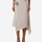 LINEN FLOWER APPLIQUE SKIRT