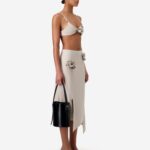LINEN FLOWER APPLIQUE SKIRT