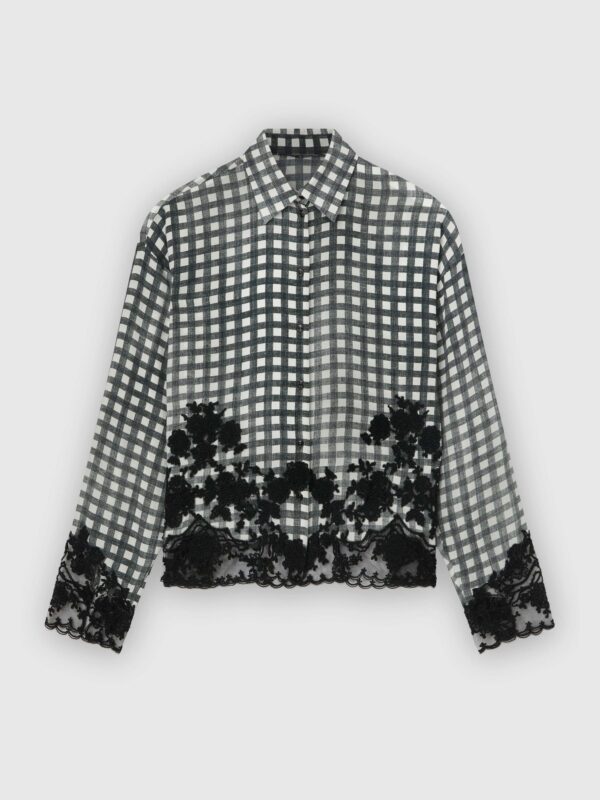 SILK SHIRT WITH HAND APPLIED  LACE