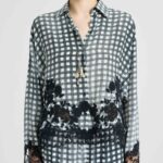 SILK SHIRT WITH HAND APPLIED  LACE