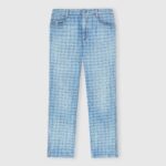 STRAIGHT LEG JACQUARED DENIM JEANS