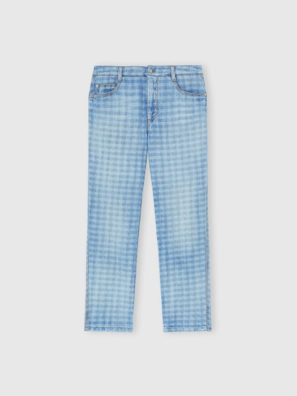 STRAIGHT LEG JACQUARED DENIM JEANS