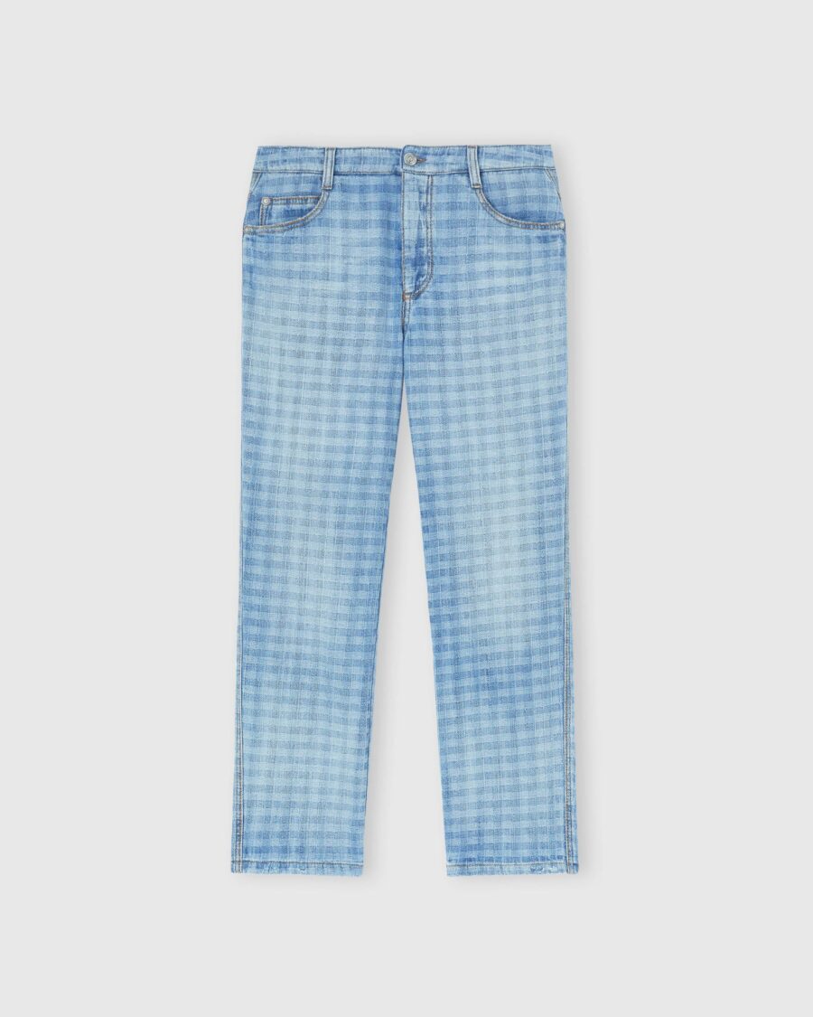 STRAIGHT LEG JACQUARED DENIM JEANS