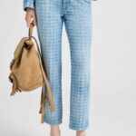 STRAIGHT LEG JACQUARED DENIM JEANS