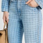 STRAIGHT LEG JACQUARED DENIM JEANS