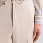 SLUB LINEN-BLEND TWILL JOGGING TROUSERS