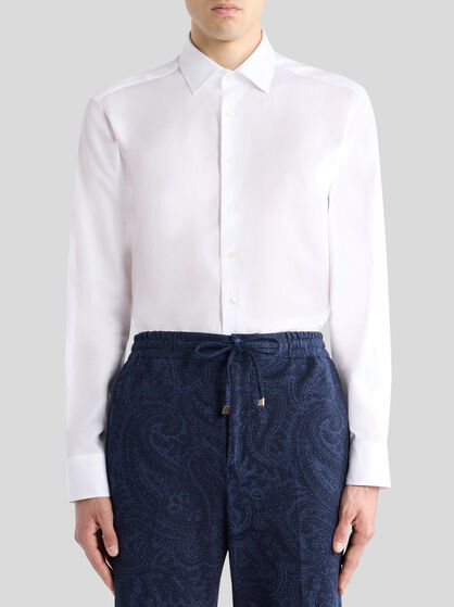 COTTON JACQUARD SHIRT WITH PAISLEY MOTIF AND PEGASO EMBROIDERY