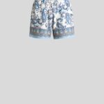 SWIM SHORTS WITH PLACED LEAFY PAISLEY PRINT