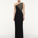 ASYMMETRIC DIAMANTE MAXI DRESS