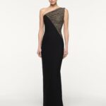 ASYMMETRIC DIAMANTE MAXI DRESS