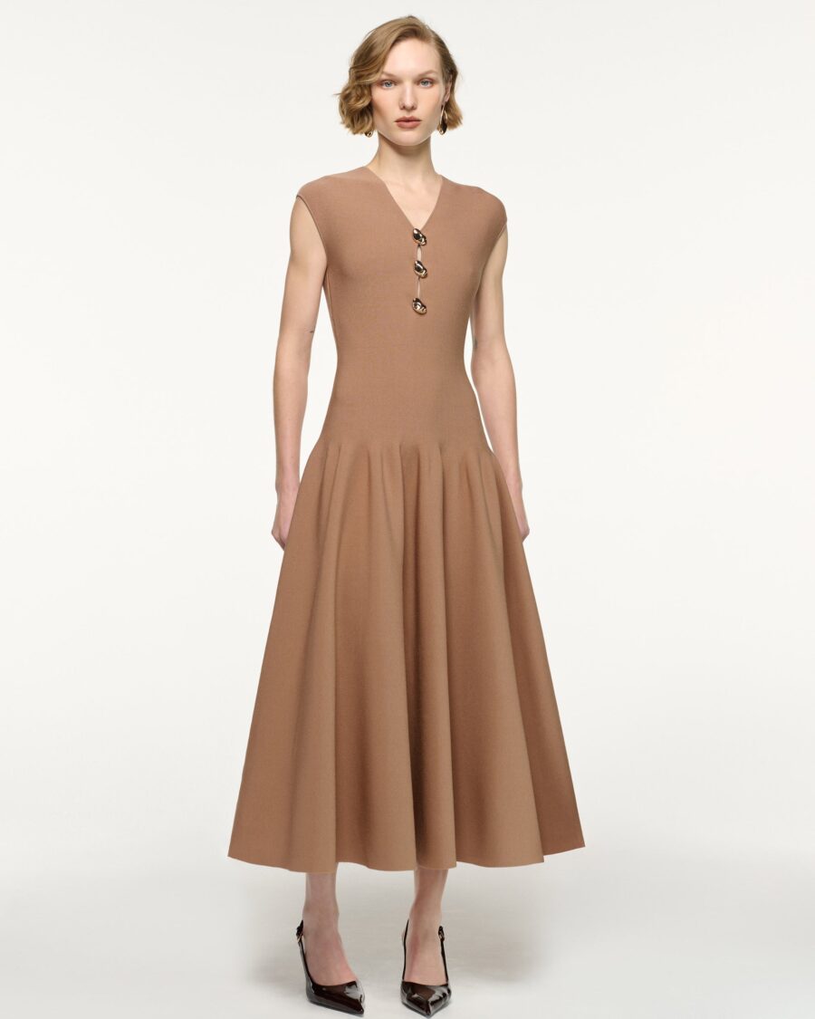 TRIMMED KNIT DRESS