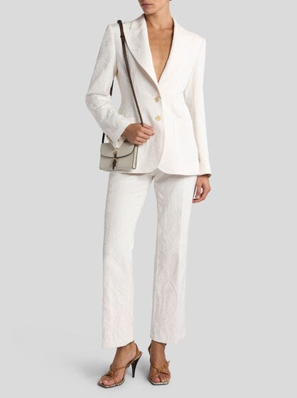 SINGLE-BREASTED COTTON-BLEND JACQUARD SUIT WITH PAISLEY FOLIAGE MOTIF