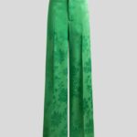 WIDE-LEG JACQUARD TROUSERS WITH FLORAL MOTIF