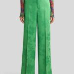 WIDE-LEG JACQUARD TROUSERS WITH FLORAL MOTIF