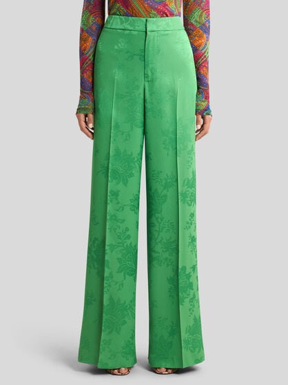 WIDE-LEG JACQUARD TROUSERS WITH FLORAL MOTIF