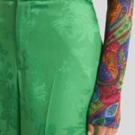 WIDE-LEG JACQUARD TROUSERS WITH FLORAL MOTIF