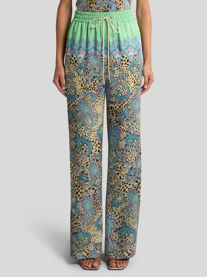 WIDE-LEG TROUSERS WITH PLACED PAISLEY AND ANIMAL PRINT