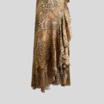 PEAU D'ANGE SILK MIDI WRAP SKIRT WITH PAISLEY AND ANIMAL MOTIF