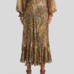 PEAU D'ANGE SILK MIDI WRAP SKIRT WITH PAISLEY AND ANIMAL MOTIF