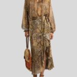 PEAU D'ANGE SILK MIDI WRAP SKIRT WITH PAISLEY AND ANIMAL MOTIF