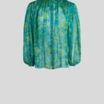SILK SHIRT WITH GATHERING AND FLORAL MOTIF