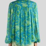 SILK SHIRT WITH GATHERING AND FLORAL MOTIF