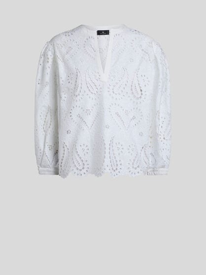 BRODERIE ANGLAISE LACE BLOUSE WITH PAISLEYS AND HEARTS