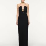 BROOCHED PLUNGE MAXI DRESS