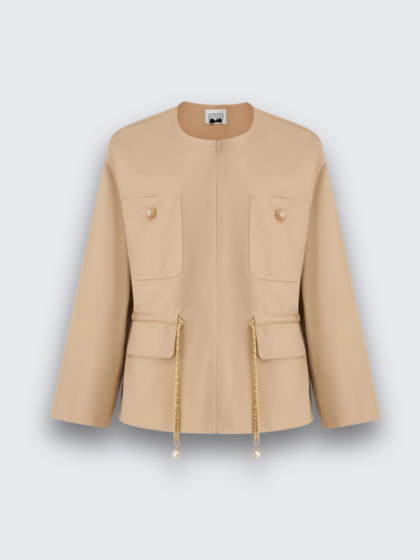 CINCHED TRENCH WITH CHAIN BELT