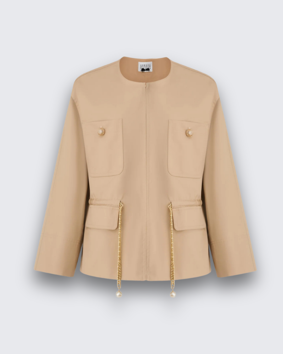 CINCHED TRENCH WITH CHAIN BELT