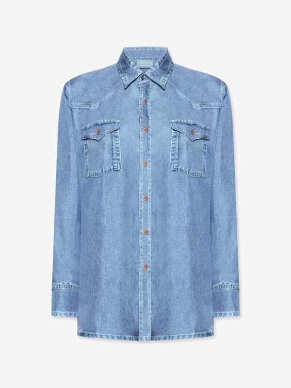 FAUX DENIM SILK SHIRT