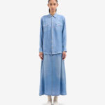 FAUX DENIM SILK SHIRT