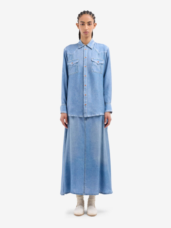 FAUX DENIM SILK SHIRT