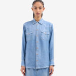 FAUX DENIM SILK SHIRT