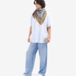 FAUX DENIM SILK PANTS