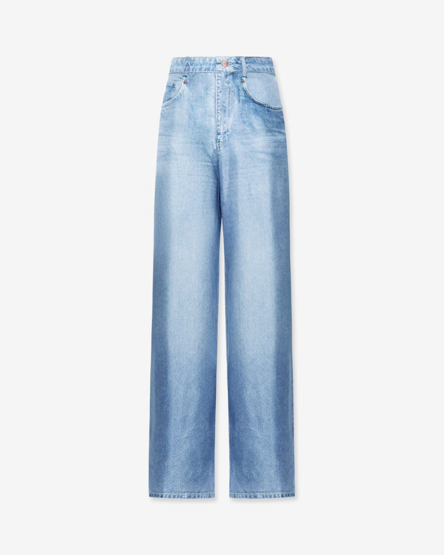 FAUX DENIM SILK PANTS