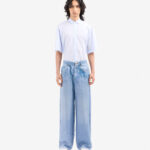 FAUX DENIM SILK PANTS