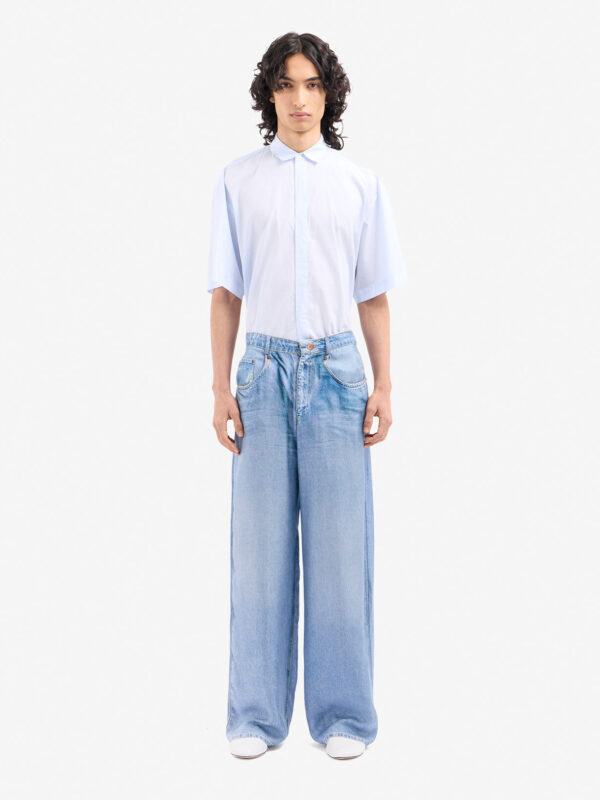 FAUX DENIM SILK PANTS