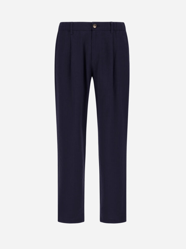 TROUSERS IN COTTON LINEN POPELINE