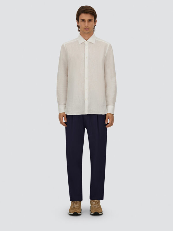 TROUSERS IN COTTON LINEN POPELINE